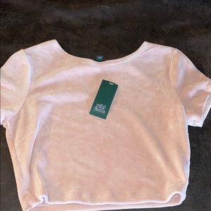 blush pink velvet crop top